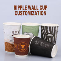 Disposable  Ripple Wall Coffee Paper Cup Printing Custom Coffee Paper Cups With Logo